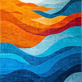 Ultra Soft Area Rug, Non Slip, Stain Resistant, Washable Area Rugs for Living Room, Bedroom, Vibrant Abstract Geometric Theme(Orange)