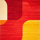 Ultra Soft Area Rug, Non Slip, Stain Resistant, Washable Area Rugs for Living Room, Bedroom, Contemporary Red and Yellow Harmony(Red)