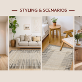 Ultra Soft Area Rug, Non Slip, Stain Resistant, Washable Area Rugs for Living Room, Bedroom, Minimalist Textured Aesthetic Charm(Beige)