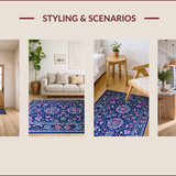 Ultra Soft Area Rug, Non Slip, Stain Resistant, Washable Area Rugs for Living Room, Bedroom, Rustic Multicolor Tapestry Vibe(Blue)