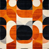 Ultra Soft Area Rug, Non Slip, Stain Resistant, Washable Area Rugs for Living Room, Bedroom, Stylish Polygonal Rug with Aesthetic Modern Lines(Orange)