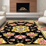 Ultra Soft Area Rug, Non Slip, Stain Resistant, Washable Area Rugs for Living Room, Bedroom, Rustic Earthy Toned Blossom Design(Black)