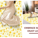 Ultra Soft Area Rug, Non Slip, Stain Resistant, Washable Area Rugs for Living Room, Bedroom, Playful White Yellow Flower Motif(Beige)