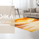 Ultra Soft Area Rug, Non Slip, Stain Resistant, Washable Area Rugs for Living Room, Bedroom, Charming Vintage Sun Print(Orange)