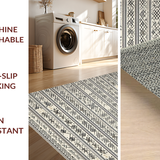 Ultra Soft Area Rug, Non Slip, Stain Resistant, Washable Area Rugs for Living Room, Bedroom, Rustic Linear Motif in Neutral Tones(Beige)