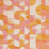 Ultra Soft Area Rug, Non Slip, Stain Resistant, Washable Area Rugs for Living Room, Bedroom, SERISSA Peach & Ivory Geometric Rug, Modern Entryway Carpet, Thin(Orange)