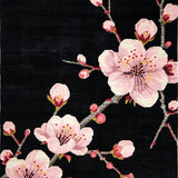 Ultra Soft Area Rug, Non Slip, Stain Resistant, Washable Area Rugs for Living Room, Bedroom, Rustic Black Cherry Blossom Artistry(Black)