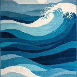 Dynamic Seafoam Curvilinear Arrangement(Blue)