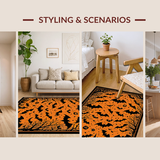 Ultra Soft Area Rug, Non Slip, Stain Resistant, Washable Area Rugs for Living Room, Bedroom, Unique Seasonal Bat Illustration(Orange)