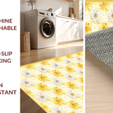 Ultra Soft Area Rug, Non Slip, Stain Resistant, Washable Area Rugs for Living Room, Bedroom, Vibrant Flower Design with Rustic Appeal(Yellow)