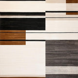 Ultra Soft Area Rug, Non Slip, Stain Resistant, Washable Area Rugs for Living Room, Bedroom, Modern Trio with Contrasting Border Lines in Earthy Neutrals(Black)