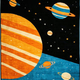 Ultra Soft Area Rug, Non Slip, Stain Resistant, Washable Area Rugs for Living Room, Bedroom, Vibrant Cosmic Exploration Motif(Black)