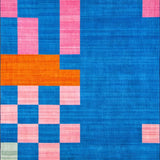 Ultra Soft Area Rug, Non Slip, Stain Resistant, Washable Area Rugs for Living Room, Bedroom, Artful Harmonious Checker Motif(Blue)
