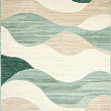 Deck Porch Abstract Wave Beige Sage Green Non Shedding Easy Clean(Beige)