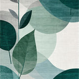 Modern Botanical Bath Rug Abstract Leaf Print for Bathroom(Teal)