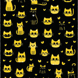 Ultra Soft Area Rug, Non Slip, Stain Resistant, Washable Area Rugs for Living Room, Bedroom, Charming Playful Cat Illustration(Black)