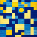 Ultra Soft Area Rug, Non Slip, Stain Resistant, Washable Area Rugs for Living Room, Bedroom, Youthful Creative Circular Composition(Blue)