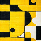 Ultra Soft Area Rug, Non Slip, Stain Resistant, Washable Area Rugs for Living Room, Bedroom, Contemporary Yellow Geometric Fusion(Yellow)