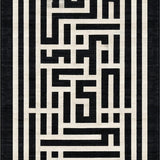 Ultra Soft Area Rug, Non Slip, Stain Resistant, Washable Area Rugs for Living Room, Bedroom, Urban Stripe Fusion Rug Featuring Graphic Parallel Bands and Sleek Contrast(Black)