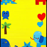 Ultra Soft Area Rug, Non Slip, Stain Resistant, Washable Area Rugs for Living Room, Bedroom, Playful Cartoon Animal Mosaic(Yellow)