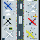 Ultra Soft Area Rug, Non Slip, Stain Resistant, Washable Area Rugs for Living Room, Bedroom, Airfield Runway Play Area Rug Featuring Airplanes And Control Towers(Gray)