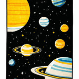 Ultra Soft Area Rug, Non Slip, Stain Resistant, Washable Area Rugs for Living Room, Bedroom, Colorful Cosmic Cartoon Landscape(Black)