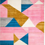Ultra Soft Area Rug, Non Slip, Stain Resistant, Washable Area Rugs for Living Room, Bedroom, Colorful Modern Symmetrical Design(Pink)