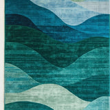 Ultra Soft Area Rug, Non Slip, Stain Resistant, Washable Area Rugs for Living Room, Bedroom, Chic Abstract Organic Flow(Blue)