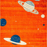 Ultra Soft Area Rug, Non Slip, Stain Resistant, Washable Area Rugs for Living Room, Bedroom, Vibrant Cosmic Educational Cushion(Orange)
