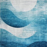 Ultra Soft Area Rug, Non Slip, Stain Resistant, Washable Area Rugs for Living Room, Bedroom, Contemporary Circle Rug with Dynamic Distressed Blue Ombre Pattern(Blue)