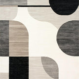 Ultra Soft Area Rug, Non Slip, Stain Resistant, Washable Area Rugs for Living Room, Bedroom, Francis Collection Abstract Geo Area in Beige Charcoal(Gray)