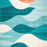 Ultra Soft Area Rug, Non Slip, Stain Resistant, Washable Area Rugs for Living Room, Bedroom, Calming Aqua Coral Abstract Flow(Blue)