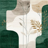 Ultra Soft Area Rug, Non Slip, Stain Resistant, Washable Area Rugs for Living Room, Bedroom, Abstract Shape Beige Dark Green(Green)