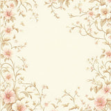 Aura Scallop Bloom Area – Beige Floral Border for Elegant Decor(Ivory)