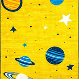 Ultra Soft Area Rug, Non Slip, Stain Resistant, Washable Area Rugs for Living Room, Bedroom, Orbiting Brightly Colored Elements(Yellow)