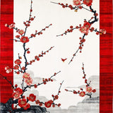 Ultra Soft Area Rug, Non Slip, Stain Resistant, Washable Area Rugs for Living Room, Bedroom, Traditional Japanese Blossom Theme(Red)