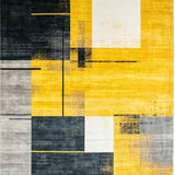 Ultra Soft Area Rug, Non Slip, Stain Resistant, Washable Area Rugs for Living Room, Bedroom, Bold Geometric Yellow Harmony(Yellow)