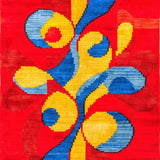 Ultra Soft Area Rug, Non Slip, Stain Resistant, Washable Area Rugs for Living Room, Bedroom, Contemporary Vibrant Twirl Motif(Red)