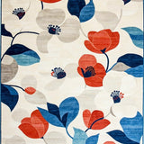 Ultra Soft Area Rug, Non Slip, Stain Resistant, Washable Area Rugs for Living Room, Bedroom, Contemporary Meadow Reverie with Abstract Petals and Layered Florals(White)