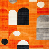 Ultra Soft Area Rug, Non Slip, Stain Resistant, Washable Area Rugs for Living Room, Bedroom, Chic Mid-Century Modern Artistry(Orange)