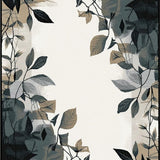 Ultra Soft Area Rug, Non Slip, Stain Resistant, Washable Area Rugs for Living Room, Bedroom, Minimalist Elegant Leaf Arrangement(Gray)