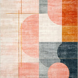 Ultra Soft Area Rug, Non Slip, Stain Resistant, Washable Area Rugs for Living Room, Bedroom, Modern Geometric Harmony Rug with Abstract Gold Accents and Subtle Peach Hues(Beige)