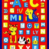 Ultra Soft Area Rug, Non Slip, Stain Resistant, Washable Area Rugs for Living Room, Bedroom, Whimsical ABC Animal Imagery(Blue)