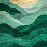 Ultra Soft Area Rug, Non Slip, Stain Resistant, Washable Area Rugs for Living Room, Bedroom, Contemporary Emerald Abstract Aesthetic(Green)