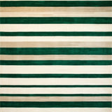 Ultra Soft Area Rug, Non Slip, Stain Resistant, Washable Area Rugs for Living Room, Bedroom, Contemporary Striped Area in Rich Beige and Emerald Green Tones(Green)