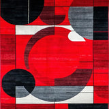 Ultra Soft Area Rug, Non Slip, Stain Resistant, Washable Area Rugs for Living Room, Bedroom, Energetic Red and Gray Patterns(Red)