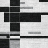 Ultra Soft Area Rug, Non Slip, Stain Resistant, Washable Area Rugs for Living Room, Bedroom, Washable Door Rug: Modern Linear Pattern Floor Decor(Black)