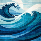Tranquil Coastal Blue Tidal Motif(Blue)