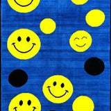 Ultra Soft Area Rug, Non Slip, Stain Resistant, Washable Area Rugs for Living Room, Bedroom, Playful Geometric Face Pattern(Blue)