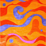 Ultra Soft Area Rug, Non Slip, Stain Resistant, Washable Area Rugs for Living Room, Bedroom, Striking Modern Wavy Artwork(Orange)